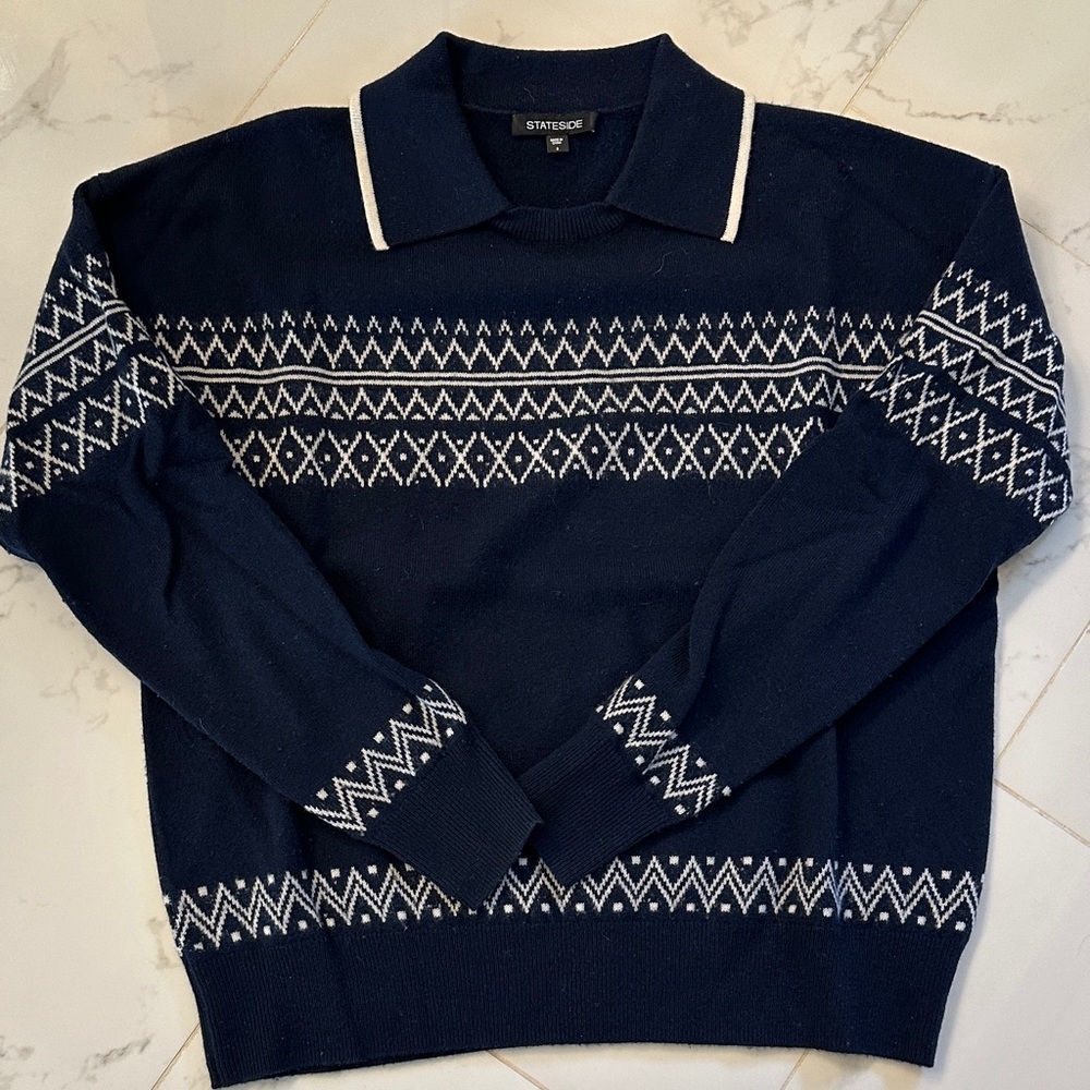 Stateside collared wool/cashmere sweater. S